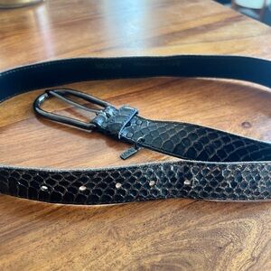 1980s True Vintage Dark Brown Real Snakeskin Thin Belt By Yves Saint Laurent Med